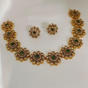 green and white stone flower shape set