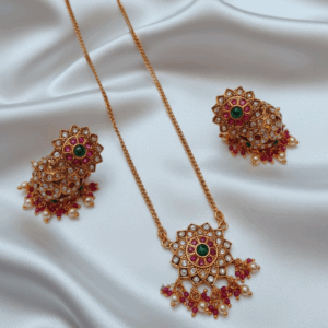 classic 24 inch long chain with pendent with matching jumki